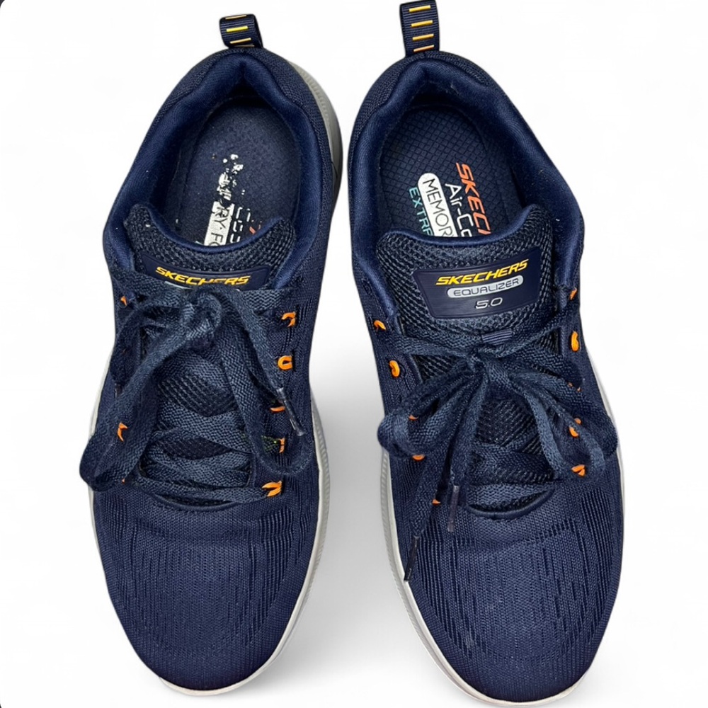 Skechers Track Moulton Shoes Mens Navy Blue Memory Foam Washable Sneakers 10.5 - Picture 2 of 16